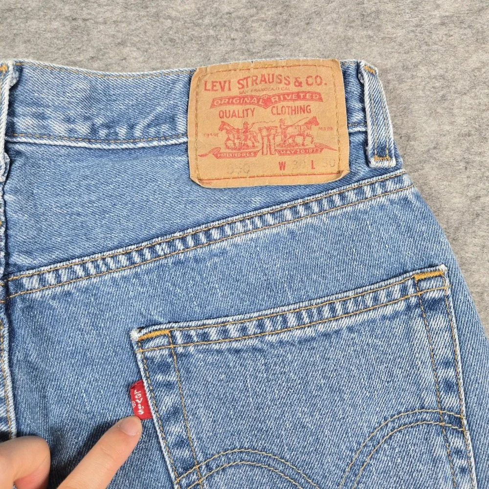 Levis Mens Blue 550 Relaxed Fit Tapered Jeans 30x30